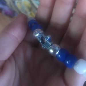 Blue Hamsa Pony Bead Necklace